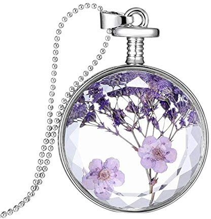 YAZILIND platiniert DIY getrocknete Lavendel Blume runde medaillons anhänger Kette Halskette Frauen Geburtstag schmuck Geschenk