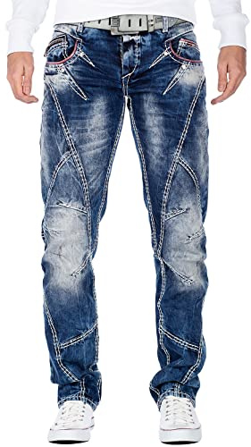 Cipo & Baxx Herren Jeans in Regular & Slim Fit im Biker- und Used-Look | Verschiedene Designs mit Stone-Washed-, Destroyed- und Cargo-Details, Kontrastnähten, Taschen und Reißverschlüssen