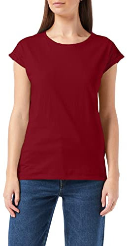 Build Your Brand Damen T-Shirt Ladies Extended Shoulder Tee, lang geschnittenes T-Shirt für Frauen, Baumwolle, Burgundy, XXL