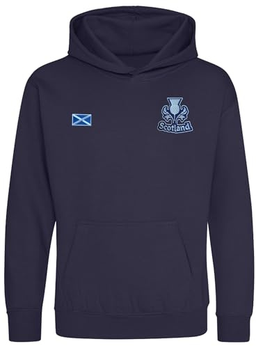 Super Lemon Kids Scotland Rugby Hoodie - Weiches und bequemes schottisches Rugby-Sweatshirt für Jungen und Mädchen, Unisex-Design, ideal für junge Rugby-Fans, navy, XL