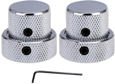 Musiclily Pro Universal Dual Concentric Stacked PotiKnöpfe Chrom 2 Stück | Stahl, für E-Gitarre Bass