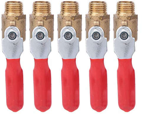 Kugelhahn, 5 Stück Kugelhahn Doppelaußengewinde G1/4 Messingventil Luftkompressor Zubehör für Luftkompressor Zubehör, Ventilschalter