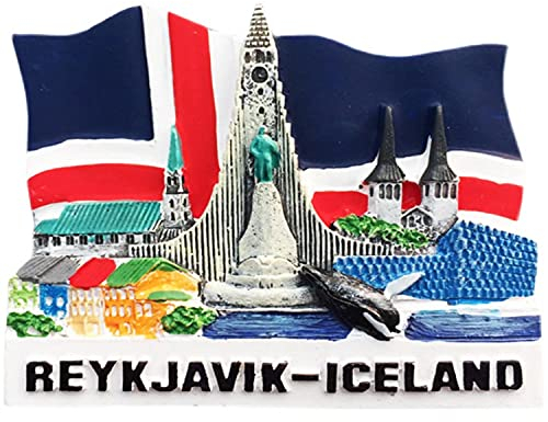Weekino Reykjavik Flagge Island Kühlschrankmagnet 3D Polyresin Touristische Stadtreise City Souvenir Collection Geschenk Starker Kühlschrank Aufkleber