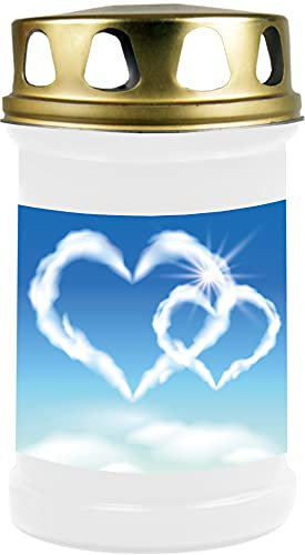 HS Candle Grabkerze Grablicht (Herz Wolke) - ca 48h / 2 Tage Brenndauer je Kerze (14,5cm, Ø 7cm) - versch. Designs