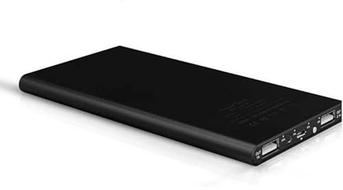Flat External Battery for Nokia X20 Smartphone Tablet Universal Charger Power Bank 6000mAh 2 USB Ports (Black)