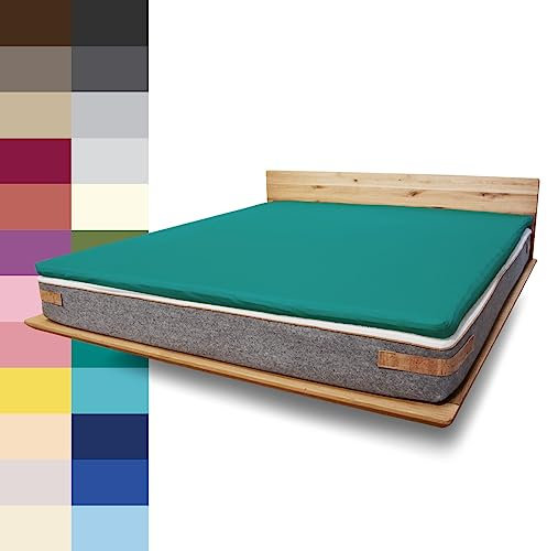 JONA SLEEP Topper-Bezug (180x200 cm) Topper Spannbettlaken Boxspringbett aus Baumwolle - Öko Tex - Bettlaken für einfaches Beziehen (smaragd, 180 x 200 cm)