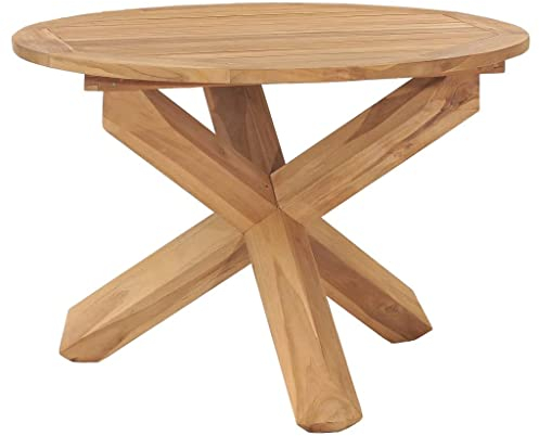 vidaXL Teak Massiv Garten Esstisch Gartentisch Holztisch Terrassentisch Tisch Holztisch Teaktisch Balkontisch Gartenmöbel Ø110x75cm