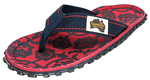 Gumbies Original Model Red Toe Separator for Women/Men, Shoes, Flip-Flops, Sandals, Red Blue Rose, 8 UK