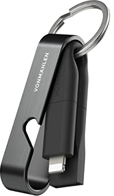 VONMÄHLEN - High Six 6-in-1 Charging Cable as Keychain with Bottle Opener - Compact All-in-One Quick Charging Cable with USB-C, USB-A & Micro-USB - Suitable for Mobile Phone & Mobile Devices (black)