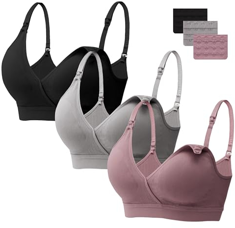 HBselect Soutien-Gorge d'allaitement Maternité 2 Pièces Soutien-Gorge d'allaitement sans Couture avec Rallonges de Soutien-Gorge Supplémentaires Femmes Allaitement et Sommeil sans Fil