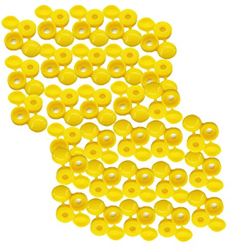 50Pcs Hinged Screw Cover Cap Plastic Screw Covers Caps Fold Snap Decorative Washer Flip Tops for Car Cabinet Furniture Yellow