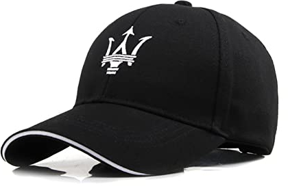 ARKOSKNIGHT Verstellbare bestickte Baseballkappen, Maseretti-Logo, Rennmotormütze, modisch, Straßentanzen, Sport, Reisen (schwarz)