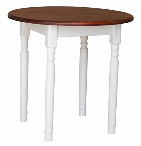 k koma Runder Kiefer Tisch Esstisch Holz Küchentisch massiv weiß Honig Landhausstil Calvados (80 cm)