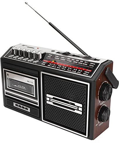 Am FM Reproductor de Cassette, Soporta La Reproducción de Cinta, Puede Grabar con Una Cinta en Blanco, Sin Ruido Plug in Card Radio Portátil para Ancianos, Niños(Plata UE)
