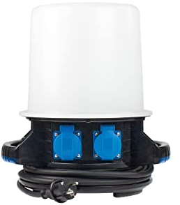as – Schwabe 360° LED Rundumleuchte - Mobiler Baustrahler 70 W, 6000 Lumen zum Aufhängen - 3 m Kabel mit Stecker - stoßfest und langlebig - inkl. 2 Schutzkontaktsteckdose - IP54, 46370