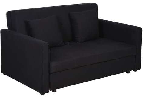HOMCOM Sofá Cama de 2 Plazas Tapizado en Algodón con 2 Cojines Desmontables Reposabrazos y Base de Almacenaje Sofá Doble Moderno para Salón Oficina 152x101x81 cm Gris Carbón