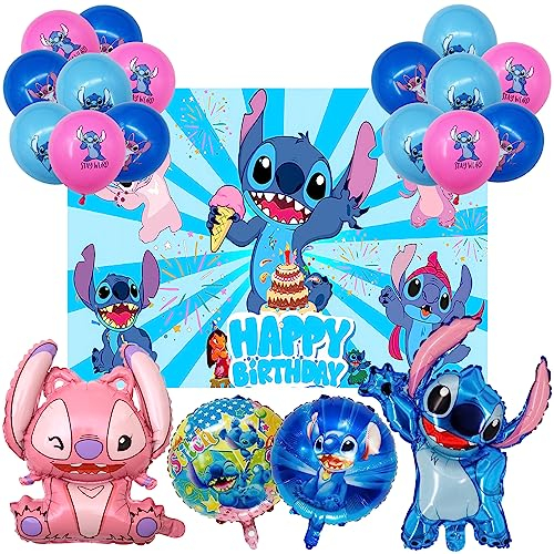 Decorazioni Compleanno cartoon, 20Pcs Kit Compleanno cartoon, Palloncini Compleanno cartoon, Sfondo Compleanno, Addobbi Compleanno per Bambini