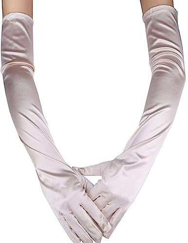 Lange Elastische Satin-Handschuhe Für Damen, Retro-Party, Dehnbar, Ellenbogenlänge, Hochzeit, Brauthandschuhe (Champagner)