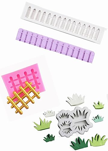 TTOA – 3 Stück Gras Zaun Silikon Fondant Formen | Garten Thema Zuckerpaste | Zuckerhandwerk | Kuchen Dekoration