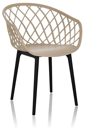hjh OFFICE BEGIO Schalenstuhl In- und Outdoor, Beige | Kunststoff, Wetterfest, Für Garten, Terrasse oder Esszimmer