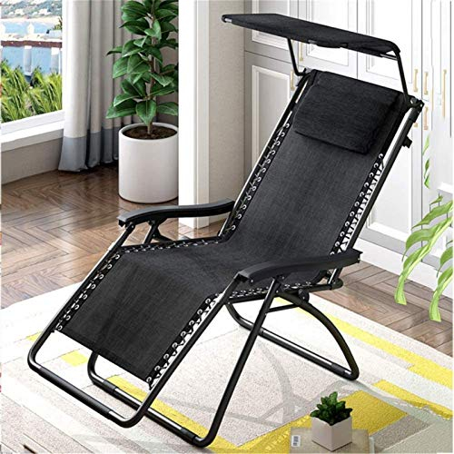 Leichter klappbarer Liegestuhl für den Außenbereich, Strandstuhl, klappbarer Sonnenliege, Mittagspausenstuhl mit Sonnenschirm, Sonnenliege, Gartenstühle (Farbe: wie abgebildet, Größe: 75 x 85 x 110