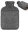 Jsdoin Bouillotte Eau Chaude Premium Avec Housse Non-Tissée, Aspect Velours - Bouillotte Regles Douloureuses pour Chauffe Main/Ventre/Cou, Bouillote Antifuite Douce (Gris Foncé)