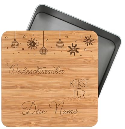 die-veredler Personalisierte Keksdose mit Namen Stollenbox Metalldose 1450ml für Christstollen mit Wunschnamen persönliches Geschenk für Weihnachten Plätzchendose Weihnachtskekse D02