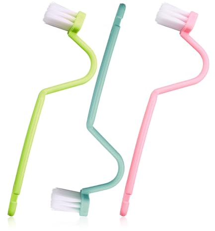 Luckious 3PCS Bending Toilet Brush, Under Rim Cleaning Brush - Efficient Corner Cleaning (Green, Blue, Pink)
