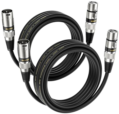 EBXYA Cavo XLR per microfono, 3 m, confezione da 2, maschio a femmina, cavo microfono XLR simmetrico, cavo patch XLR per mixer, studio di registrazione