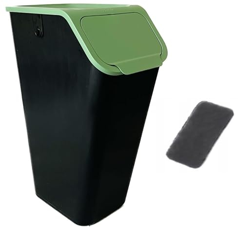 Go Practic Mülleimer Mit Deckel Küche 35 L Click-Function Abfalleimer Mülltrensystem Abfallbehälter Recycling Grün 1x35 l