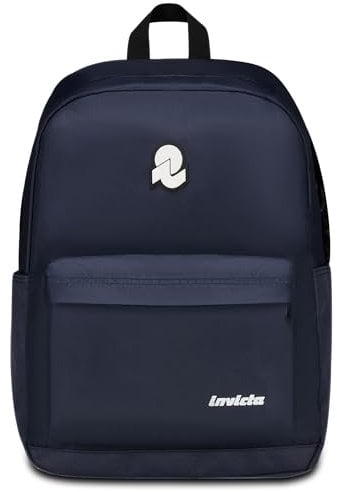 Invicta Carlson Schulrucksack Plain, Blau, Monofach Rucksack mit Tasche für PC oder Tablet und Trinkflasche, Oberer Rucksack, Universität und Reisen, Unisex, blau, One size