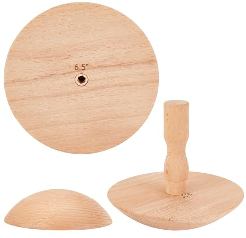 BENECREAT 3 Juego de Moldes Superiores de Cerámica de Madera, Herramientas de Prensa de Platos de Cerámica de 114/140/165mm con Mango para Cuencos DIY, Molde de Prensa de Caída de Platos