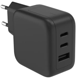 HQ-Power Chargeur Rapide Universel GaN, 1x USB-A QC et 2X USB-C PD, pour Smartphones iOS/Android, Ordinateurs Portables et tablettes, 5 Fois Plus Rapide, Ultra-Compact et idéal pour Les Voyages, 67W,