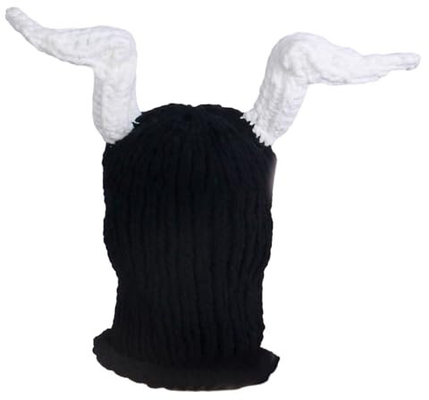 GAOINTELL Wacky Sturmhaube, Mütze für Erwachsene, Herbst, Winter, Strickmütze, Halloween, Party, Fotografie, Requisiten, schreckliche Horn-Strickmütze, lustige Hüte für Männer