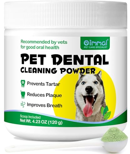 Sanrik Plaque Off Remover For Dogs 120g Natural Dog Teeth Cleaning Product, Dog Dental Care with Probiotics, Dog Plaque and Tartar Remover, Breath Freshener Powder for Small, Medium, Large Dogs