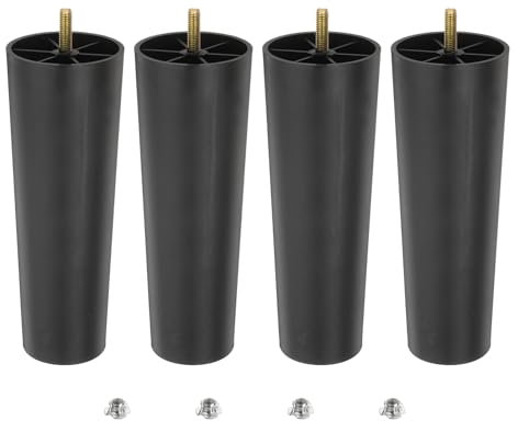 sourcing map Gambe per mobili in plastica da 20 cm, set di 4 gambe rotonde affusolate per tavolo, divano, armadio, letto, piedini di ricambio per mobili con bulloni M8