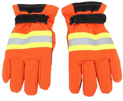 Pyhodi Flammhemmende Baumwoll-Feuerlöschhandschuhe, Schweißhandschuhe, Hitzebeständig, Wasserdicht, Reflektierende Streifen, 27 Cm Länge, Rutschfest, für Brandbekämpfung, Rettung,