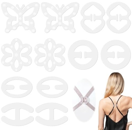 Tyqour 12 Pcs Bra Clips to Make Racerback, Bra Converter to Racerback, Anti-Slip Bra Hooks for Racerback, Bra Strap Clips for Conceal Straps and Cleavage Control(6 Types)