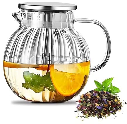 1300ml High Borosilicate Glass Water Carafe - Sustainable & Heat-Resistant Pitcher - Suitable for Hot and Cold Drinks - Party Jug