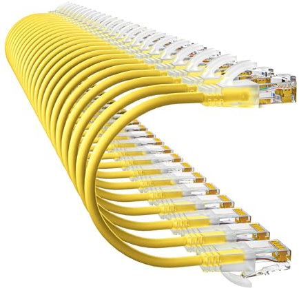 10Gsupxsel Cat6a Patch Cables 1ft (24 Pack) Slim, Cat6 Ethernet Patch Cable Pure Copper, Flexible Cat 6 Patch Cable 550MHZ 10G, Space-Saving Cat 6A Network Cables for Patch Panel, Yellow