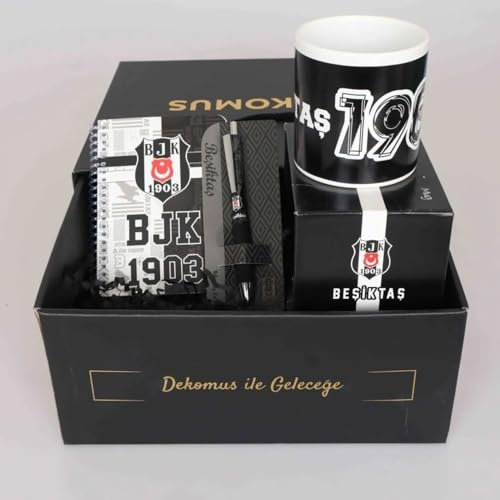Jungengel Besiktas Geschenkbox Fan Set 3-Teilig Lizenziert - Kaffeetasse Notizbuch Kugelschreiber BJK 1903 Carsi Geschenkverpackung