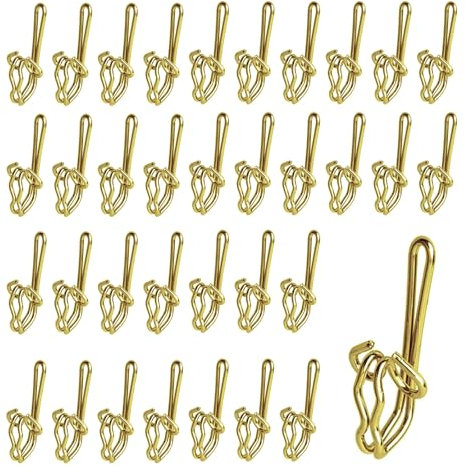 Brass Curtain Hooks,100pcs Heavy Duty Metal Metal Drapery CurtainHooks,MetalCurtain Hooks,Heavy Duty CurtainHooks for Window,Door,Shower Curtain,Pencil PleatCurtains,Gold