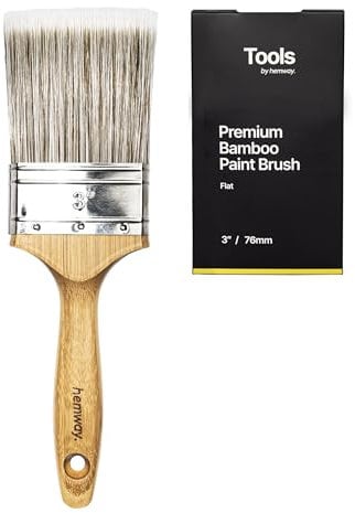 Hemway Premium Bamboo 3 Paint Brush | Flat Tool for Large Coverage | Sustainable Paintbrush for Decorating, Painting Emulsion, Varnish, Wax & Stains on Walls, Furniture & Ceilings