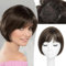 Flyroseing Mixed Dark Brown Hair Toppers for Thinning Hair Women Real Hair, Synthetic Straight Hair Topper Short Bob Hair Toppers with Bangs Side Part Hair Toppers for Women
