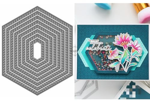 DzIxY Sechseckige Metall-Stanzformen für Kartenherstellung, Prägepapier-Stanz-Set, Scrapbook-Schablonen, Zubehör, Maschinenvorlagen