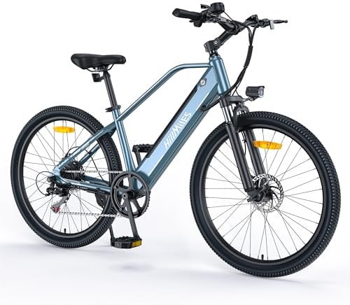 HillMiles MileTrail1 26” Bici Elettrica Per Adulti Con Sensore di Coppia e Freni Idraulici, Autonomia 100KM, 36V 13AH Batteria Rimovibile, 25KM/H Velocità, Montagna E-Bike (Standard, Blu)