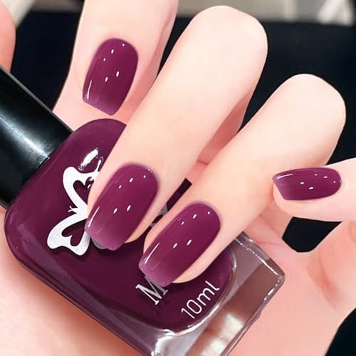 Purple Nail Polish - 10ml Grape Color Nail Varnish Quick Dry - Long Lasting Romantic Nail Polish Gel - Breathable Water Based Low Odor No Need Nail Lamp for Women DIY Nails Art (Purple)