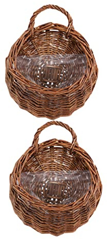 ELAYARD 2 Stück Rattan Blumenkorb Zum Aufhängen Natürlicher Geflochtener Pflanzkorb Dekorativer Blumenhalter Für Balkon Garten Hochzeit Und Innenbereich