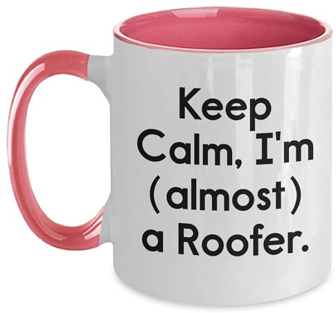 Roofer Keeps Calm Gifts for Men from Friends, taza de café de dos tonos para cumpleaños