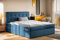 Kaiser Möbel - Boxspringbett 200x200 cm - Bett mit Bettkasten, Matratze H2 Mittelweich - Hohe Kopfstütze, 2 Matratzen und 2 Bettkästen - Polsterbett LUDANO, Stoff Noel Blau